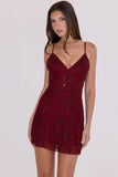 wine hand beaded embellished mini dress limited edition