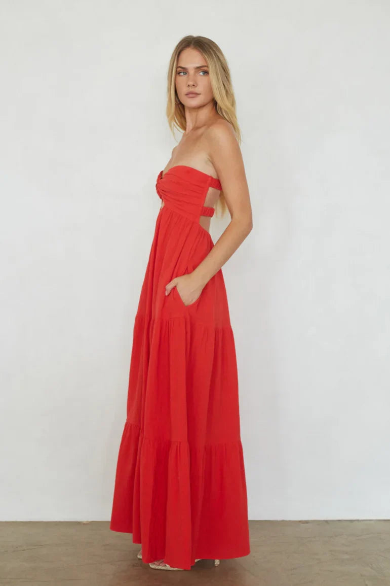 Della Twist Linen Maxi Dress