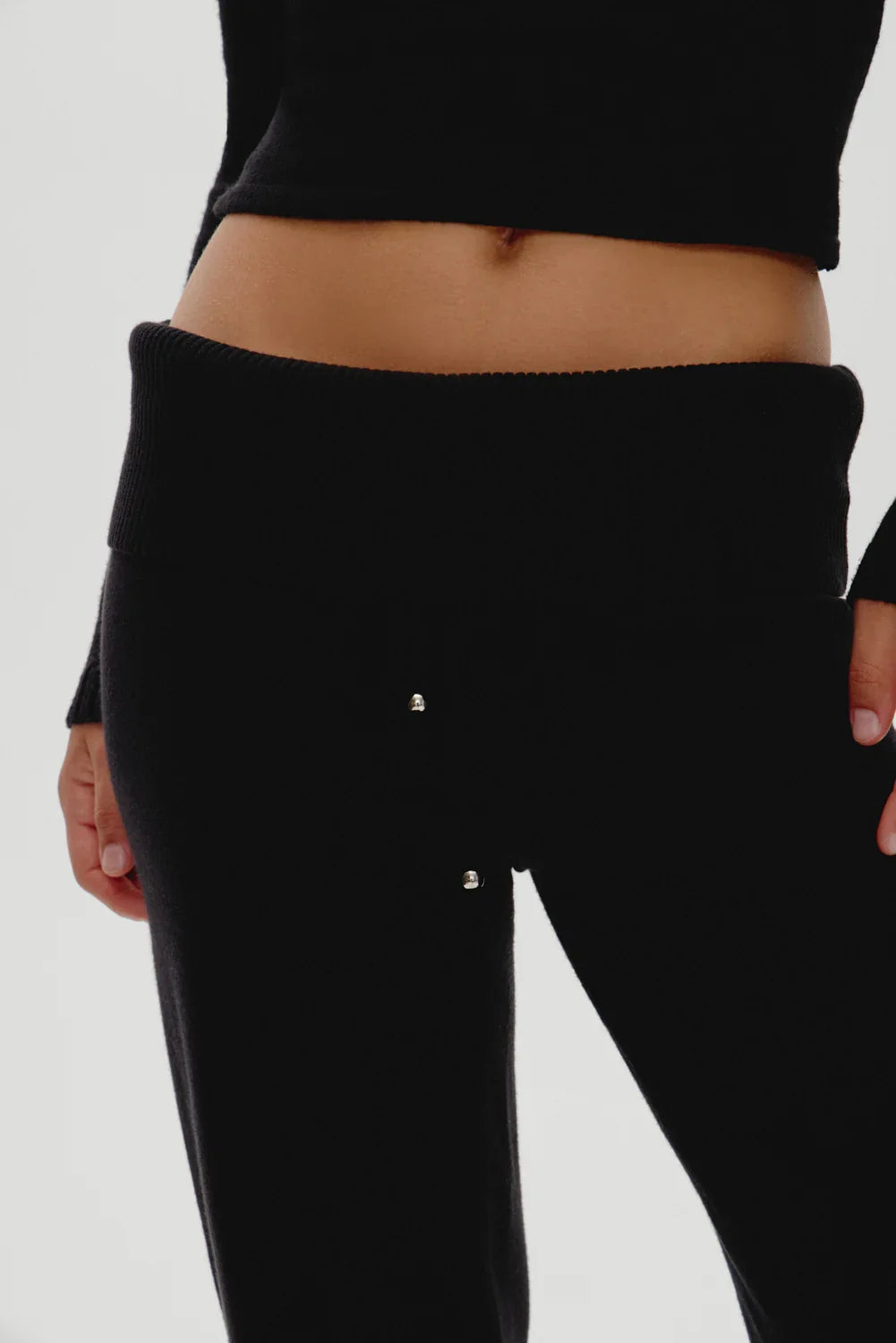 Dawson Knit Fold Over Pants Black