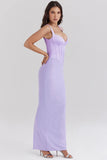 orchid satin corset maxi dress