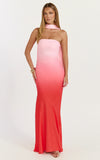 Lolly Maxi Dress Strapless Bias Column Dress with Scarf in Blush Ombre Print