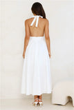 Moonlit Reverie Halter Midi Dress White