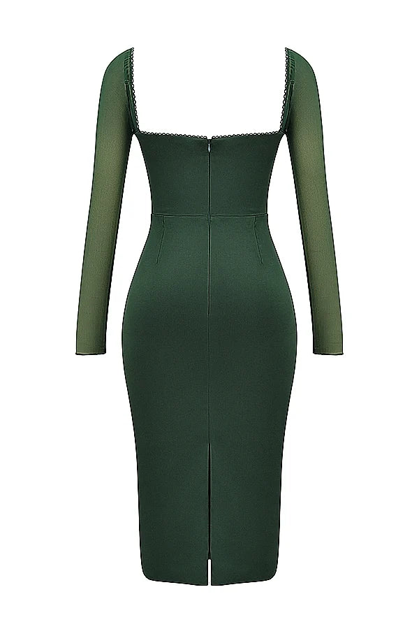 emerald green midi dress