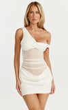 Lola Mini Dress One Shoulder Contrast Bodycon Dress in White