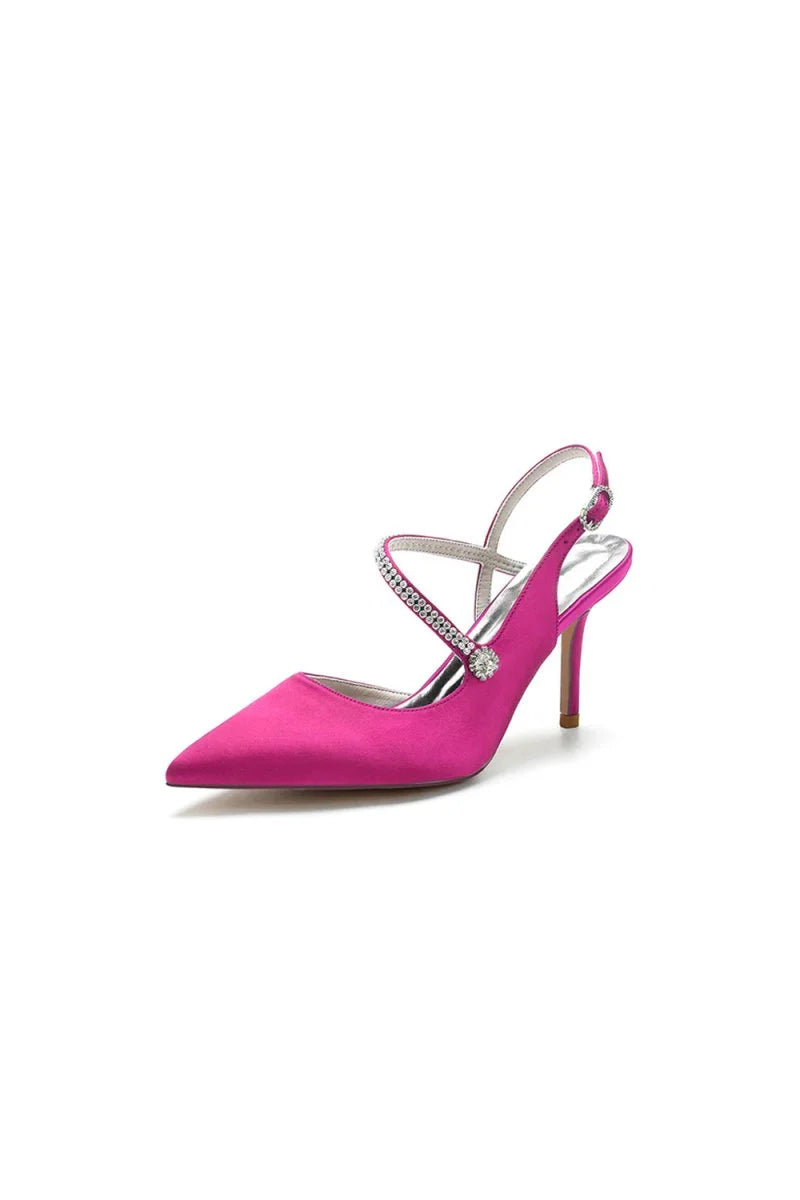 Crystal Strap Pointed Toe Stiletto Heel Shoes