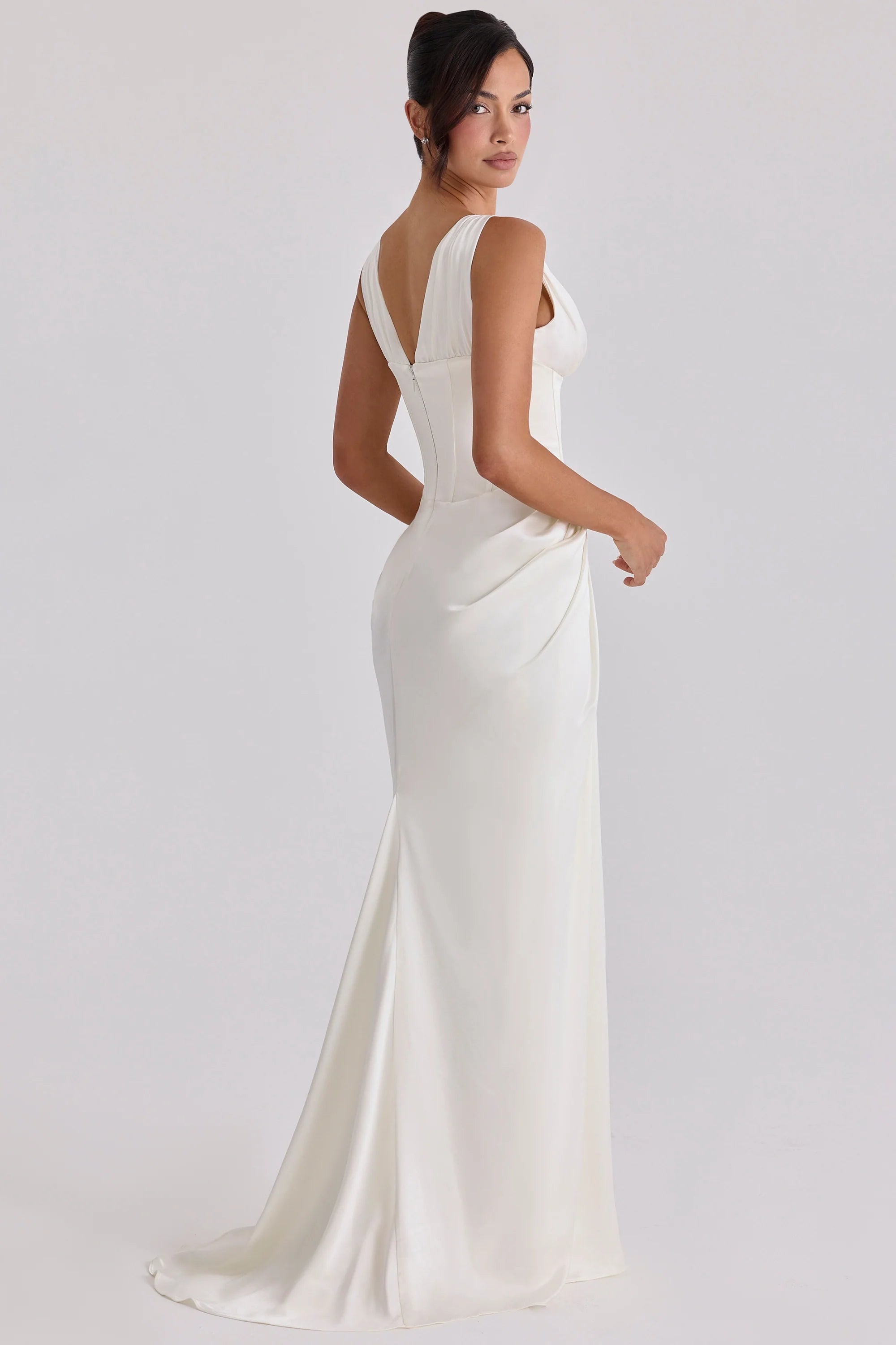 ivory satin corset bridal gown