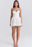 white strapless corset mini dress