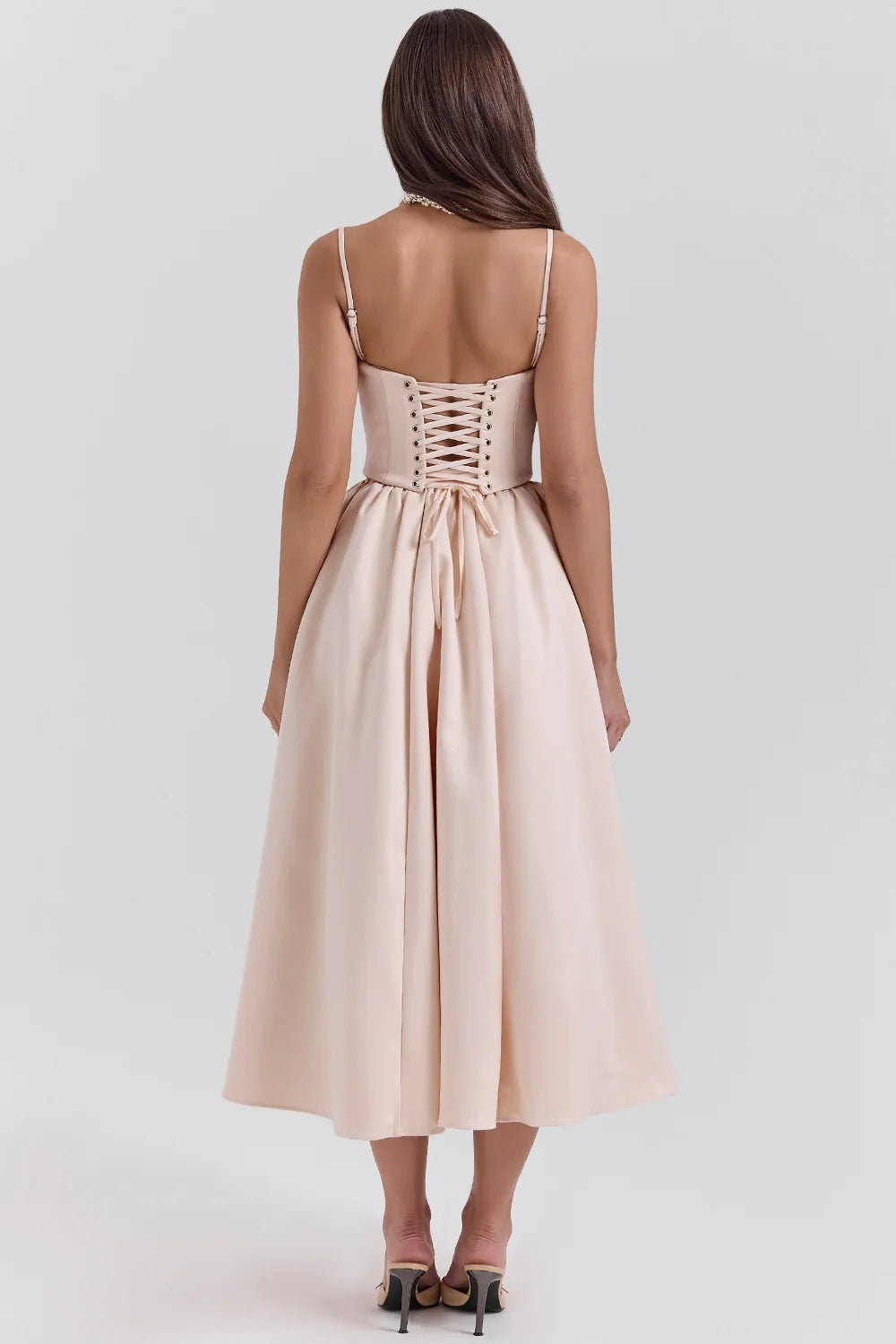 peach satin corset and skirt sale