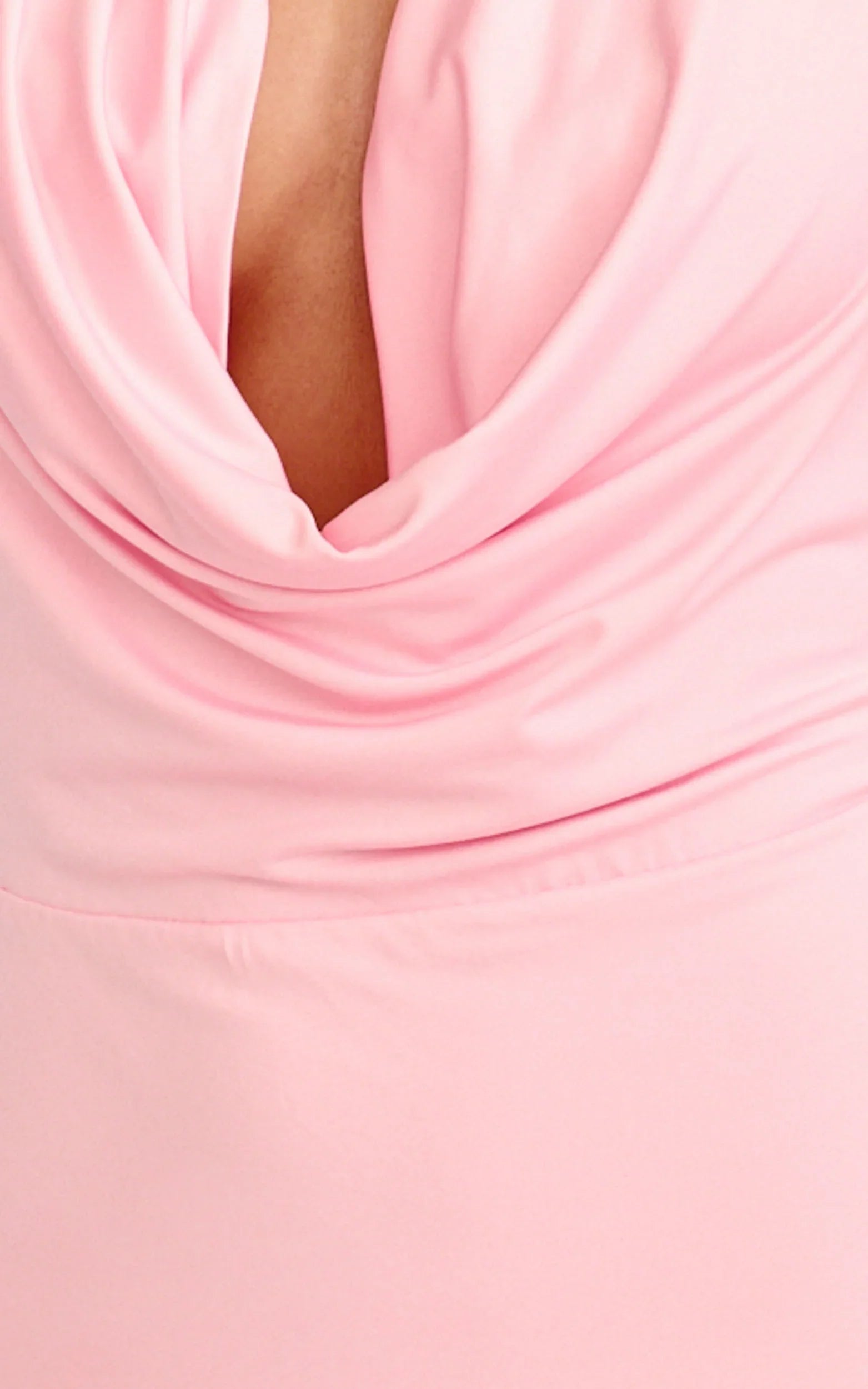 Sylvana Maxi Dress Cowl Halter Neck Bodycon Dress in Baby Pink