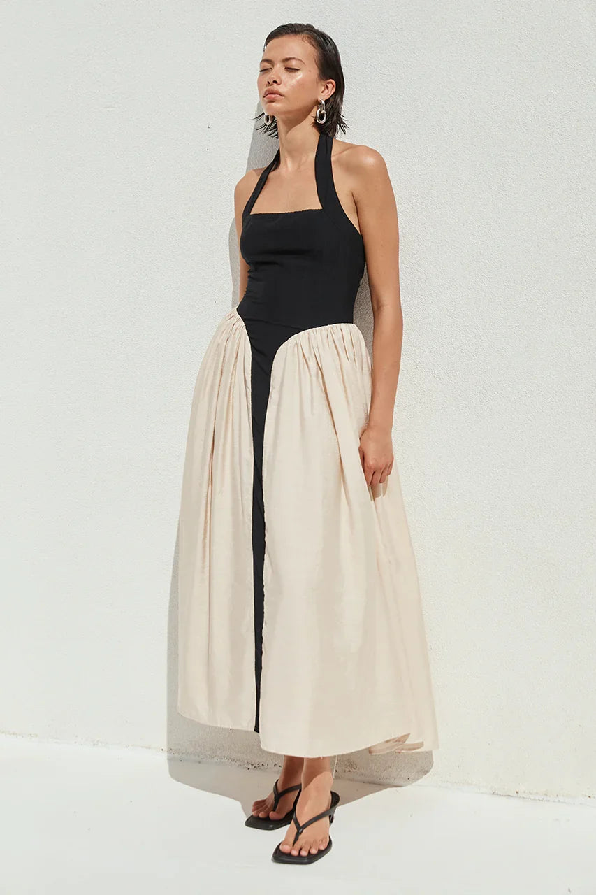 SAMMI MIDI DRESS BLACK CREAM