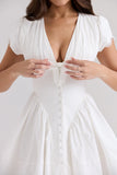 white stretch cotton mini dress