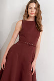 LIVING THE DREAM WINE WOVEN MIDI DRESS