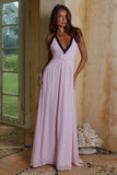 CAROLINA HALTER RUCHED MAXI DRESS MUSK