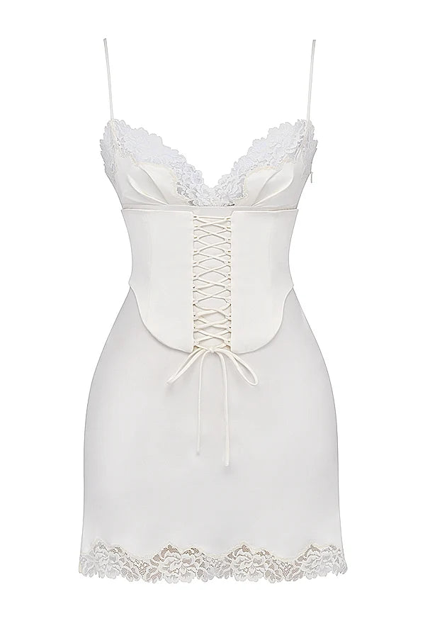 ivory satin slip dress