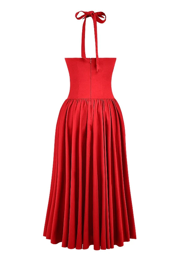 scarlet halter midi dress