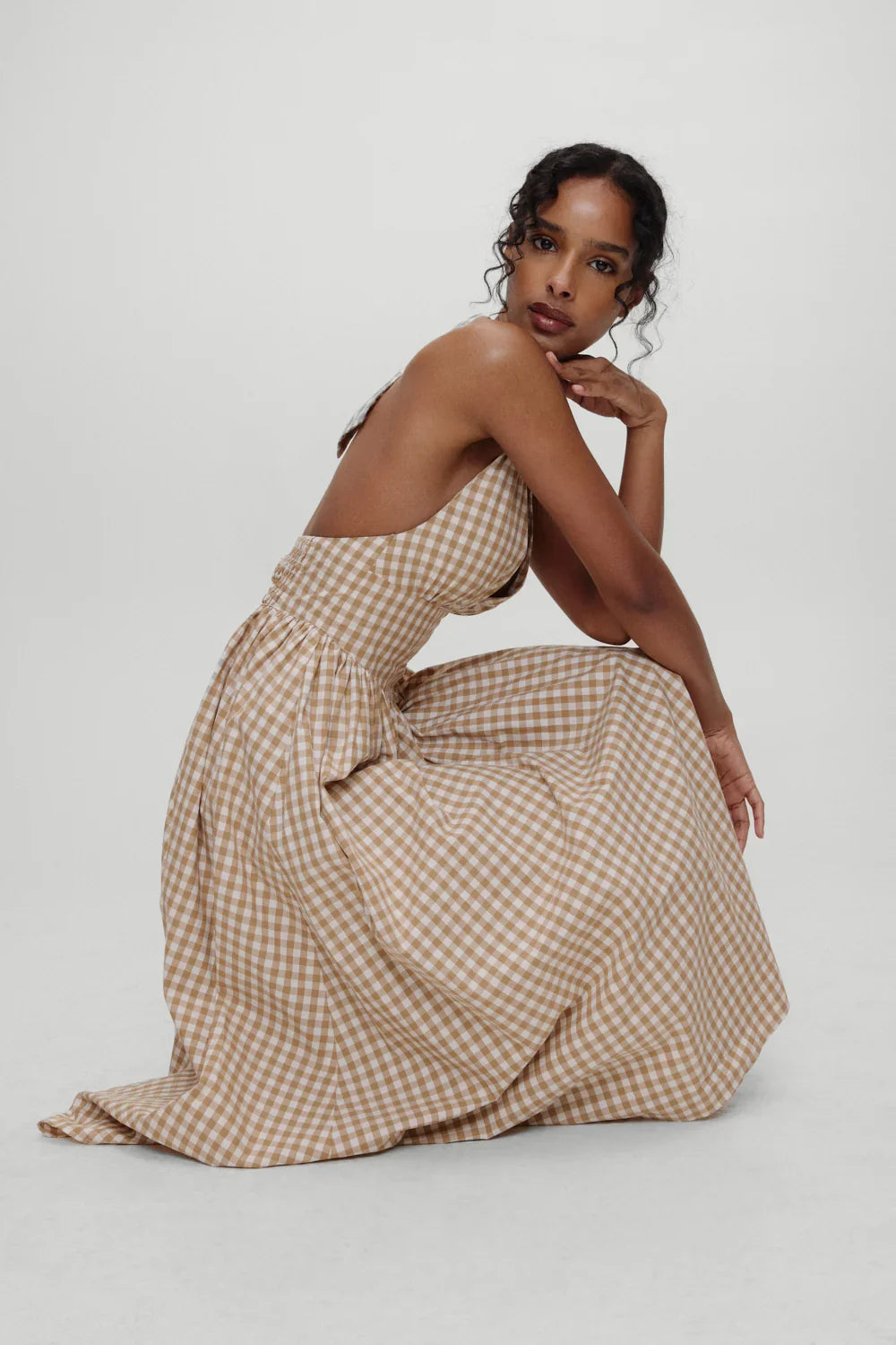 x BELLA HADID Prairie Midi Dress Rodeo Gingham