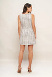 GOLDEN GRID LUXE TWEED MINI DRESS