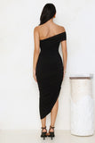 Plum Temptation Off Shoulder Midi Dress Black