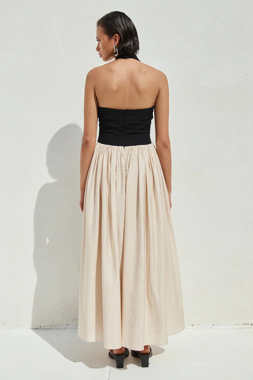SAMMI MIDI DRESS BLACK CREAM