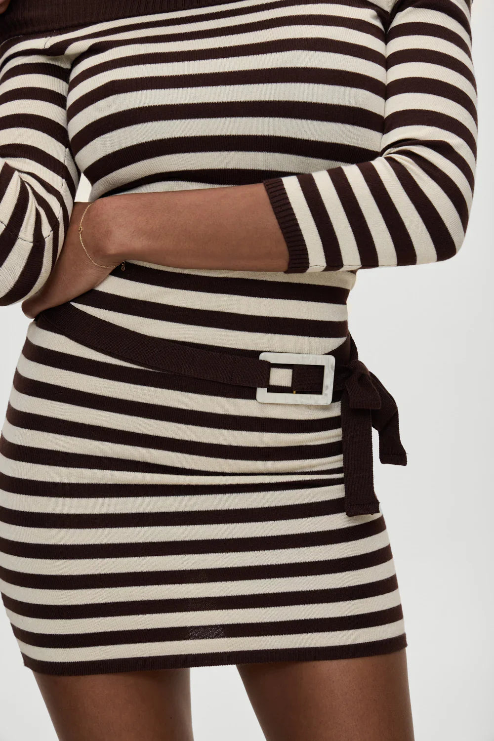 x BELLA HADID Saloon Knit Mini Dress Cowboy Stripe