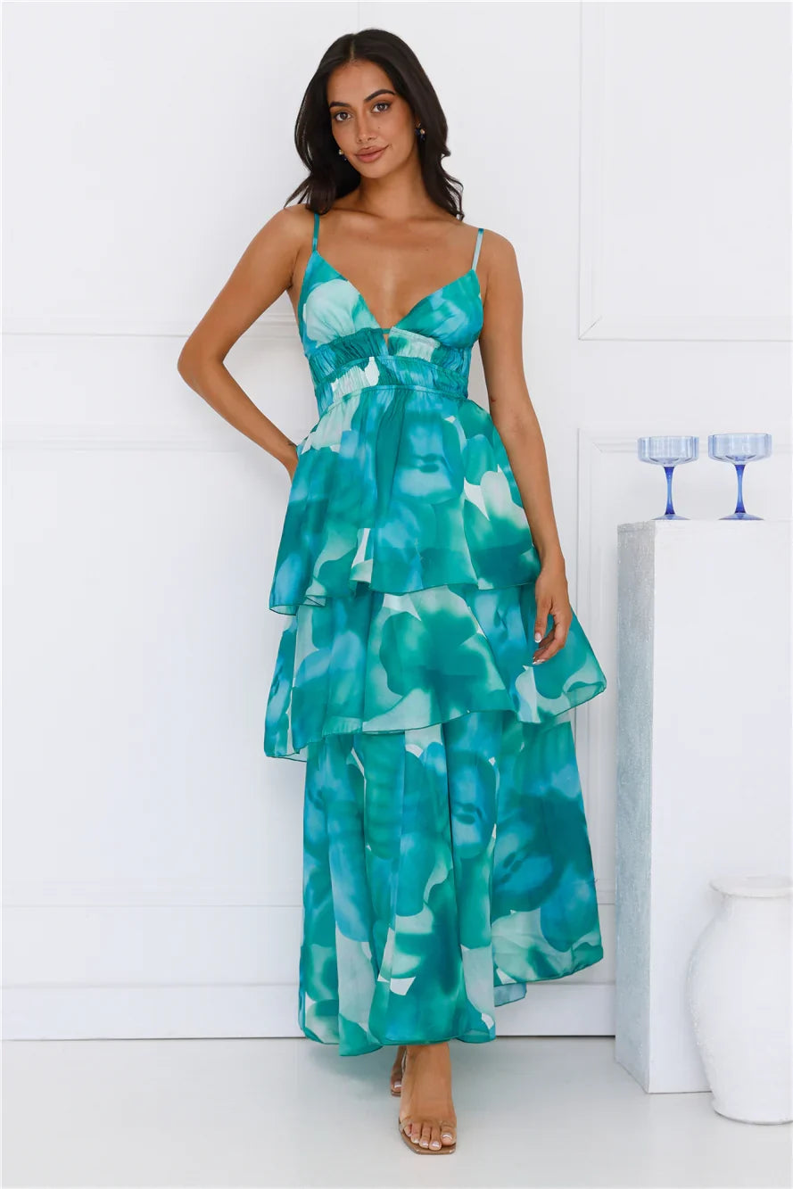 Electric Dreams Maxi Dress Green
