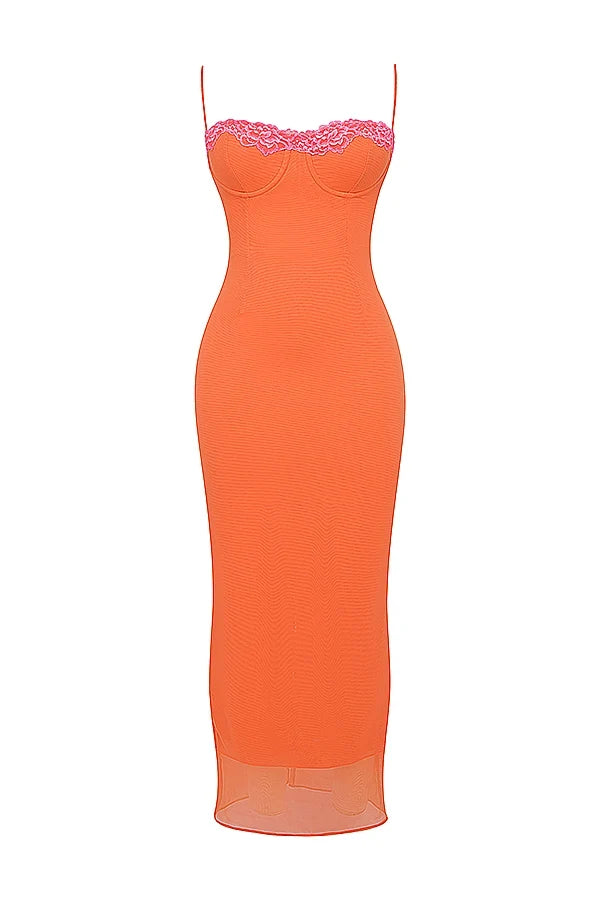 flame orange maxi dress