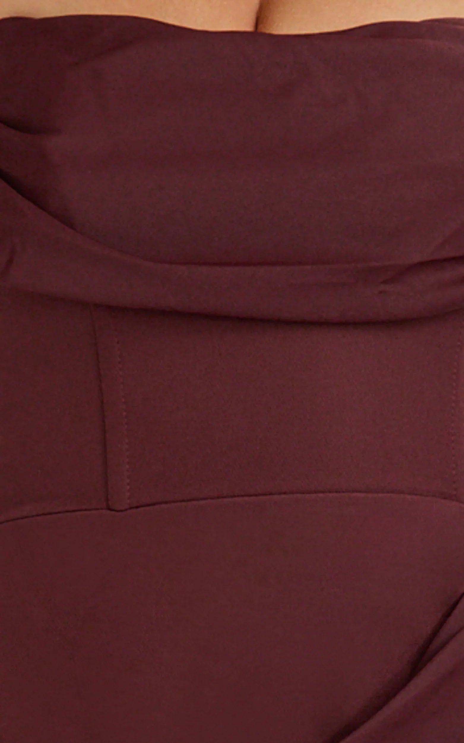 Phoebe Maxi Dress Strapless Structured Bodice Drape Skirt Dress in Plum