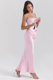 rose shadow strapless corset maxi dress