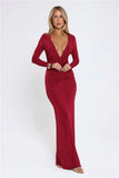 Stare Worthy Long Sleeve Maxi Dress Berry