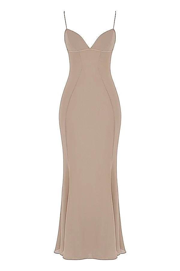 latte corset maxi dress