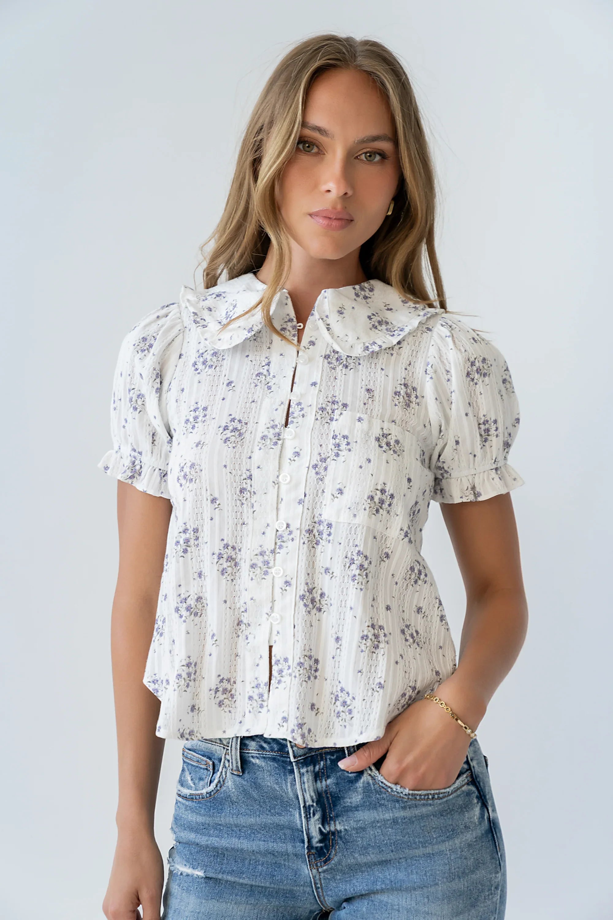 Nelly Floral Blouse in Lavender