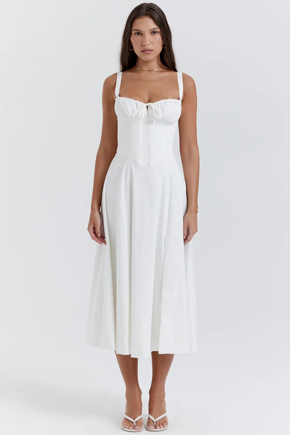 white bustier sundress