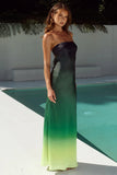 CELESTE STRAPLESS MAXI DRESS PINE OMBRE