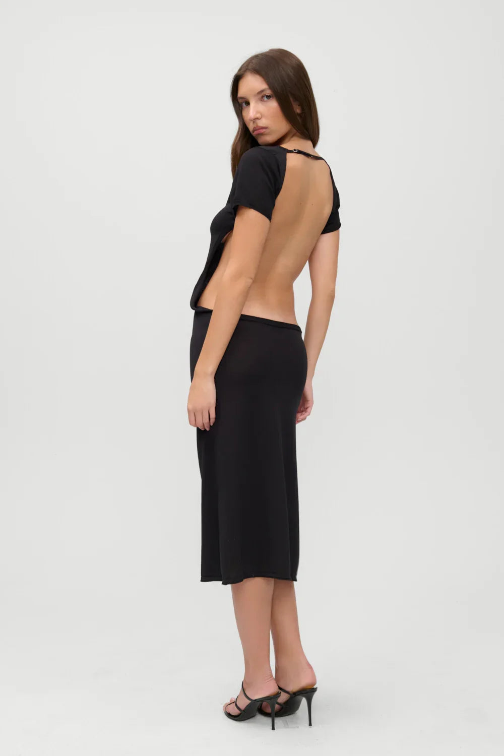 x JENNIE Rosalie Knit Midi Dress Black