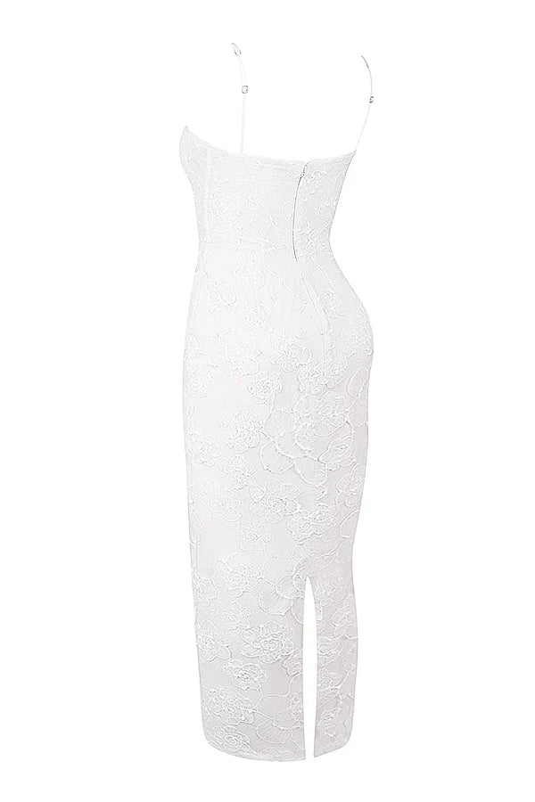 white floral lace maxi dress