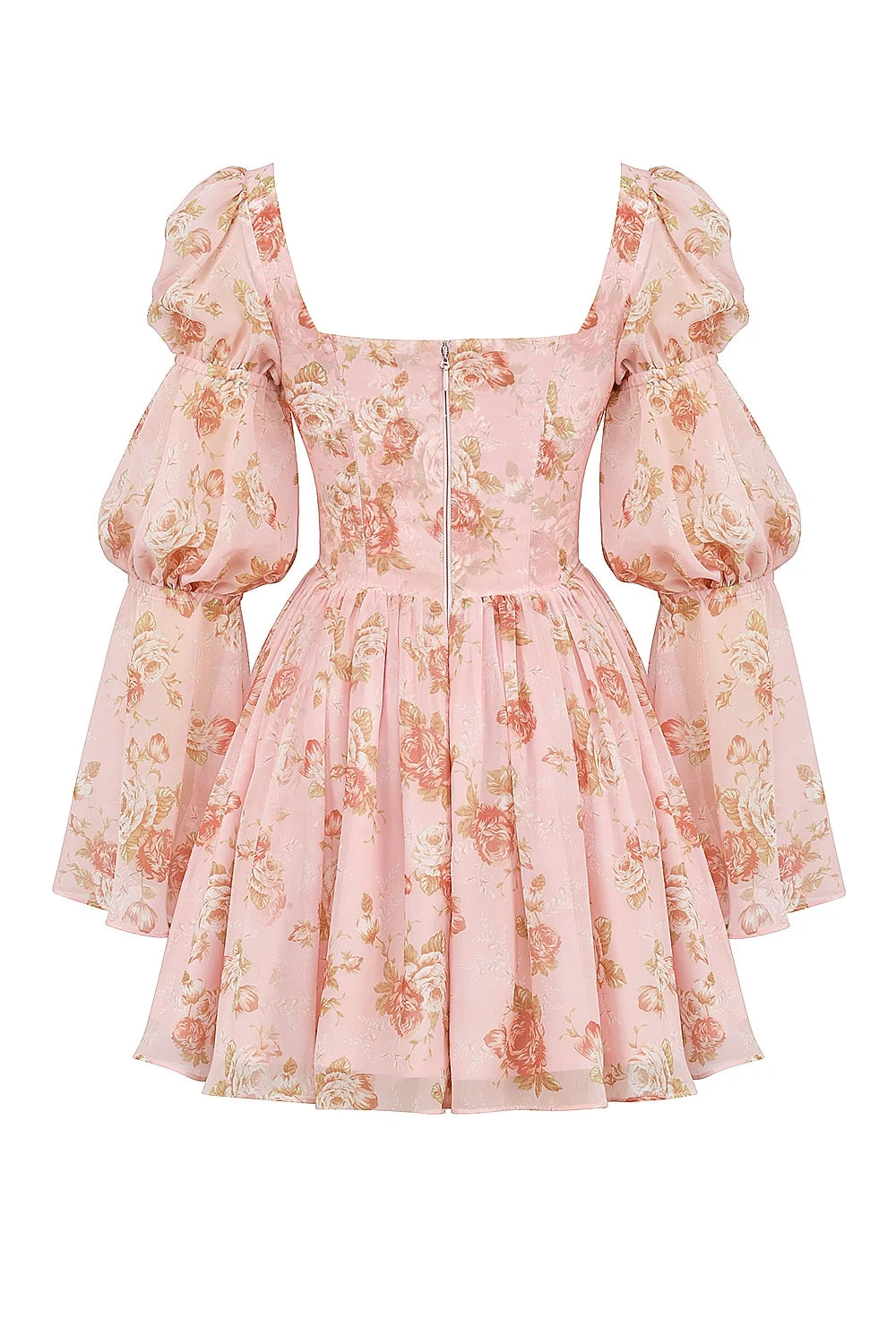 english vintage rose print puff sleeve mini dress