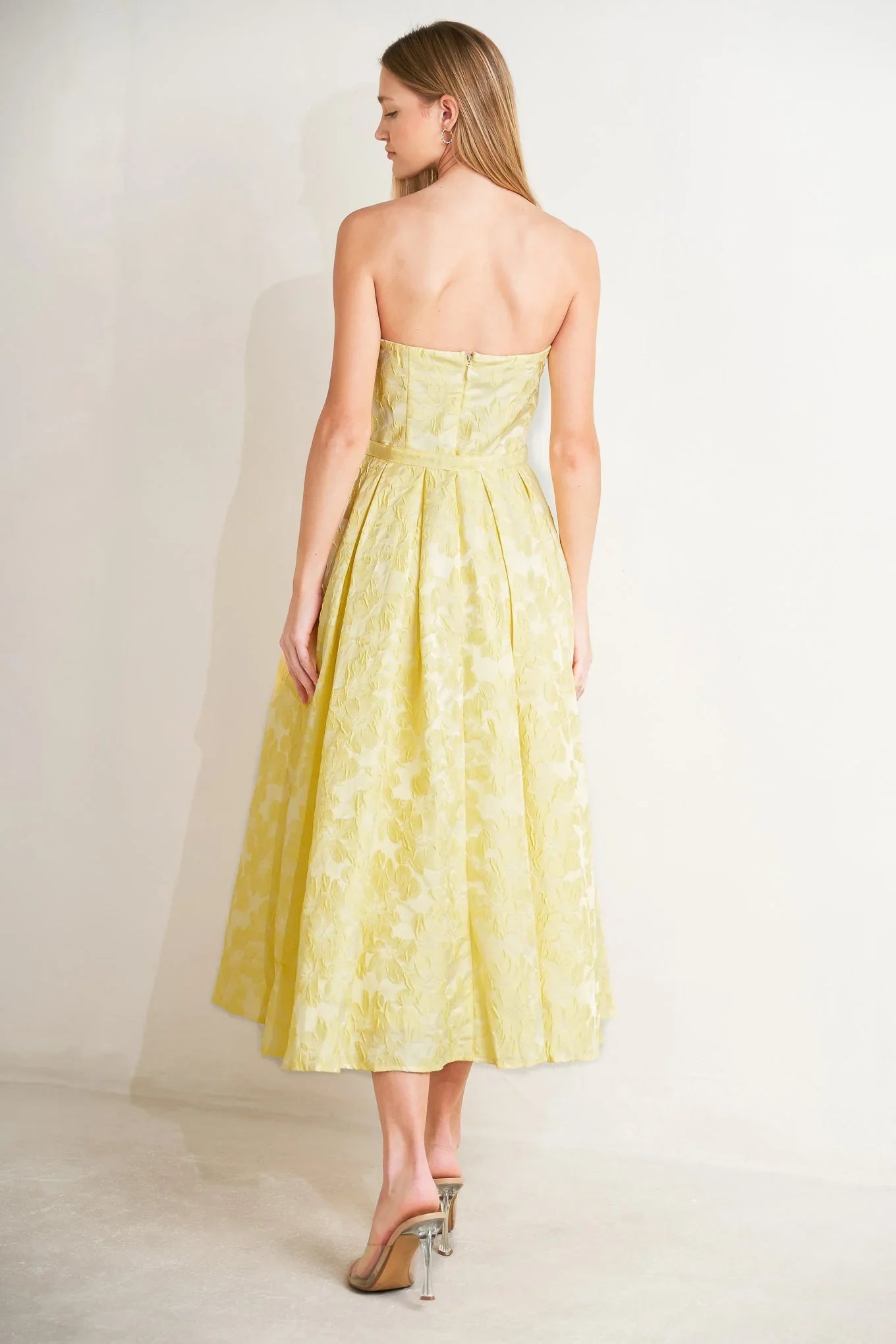 BUTTERCUP BLOOM LEMON YELLOW MIDI DRESS