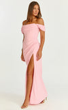 Marcel Maxi Dress Off Shoulder Corset High Split Dress in Pink