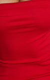 Tiffy Midi Dress Square Neck Ruched Bodycon Dress in Scarlet