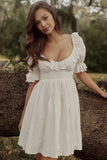 white broderie anglaise regency babydoll mini dress