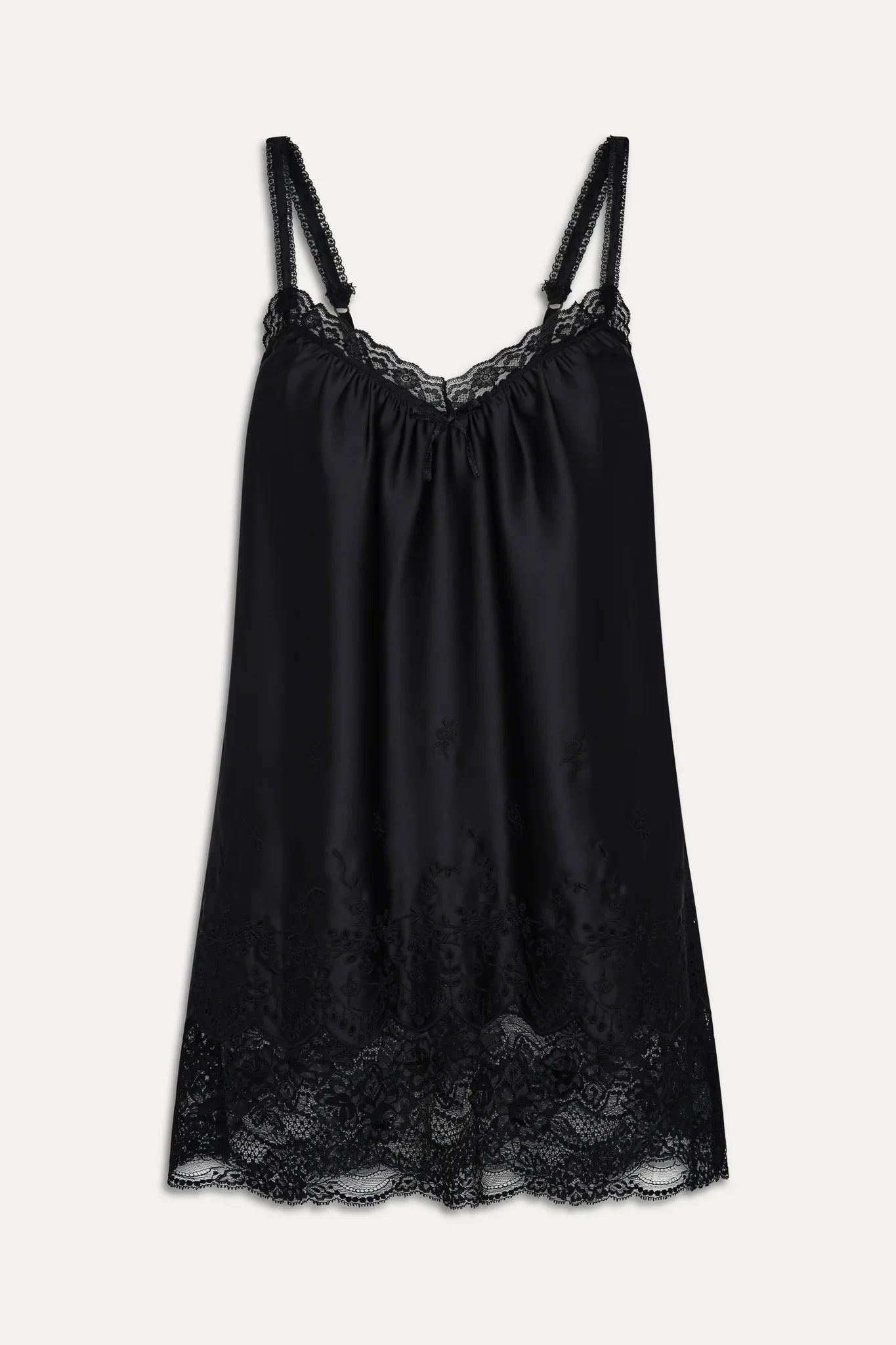 First Crush Satin Babydoll Dress Black