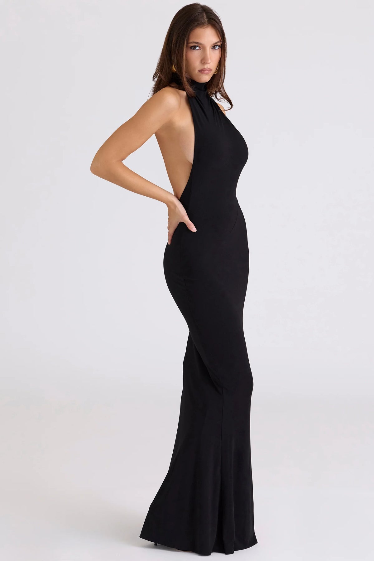 black backless silhouette maxi dress limited edition
