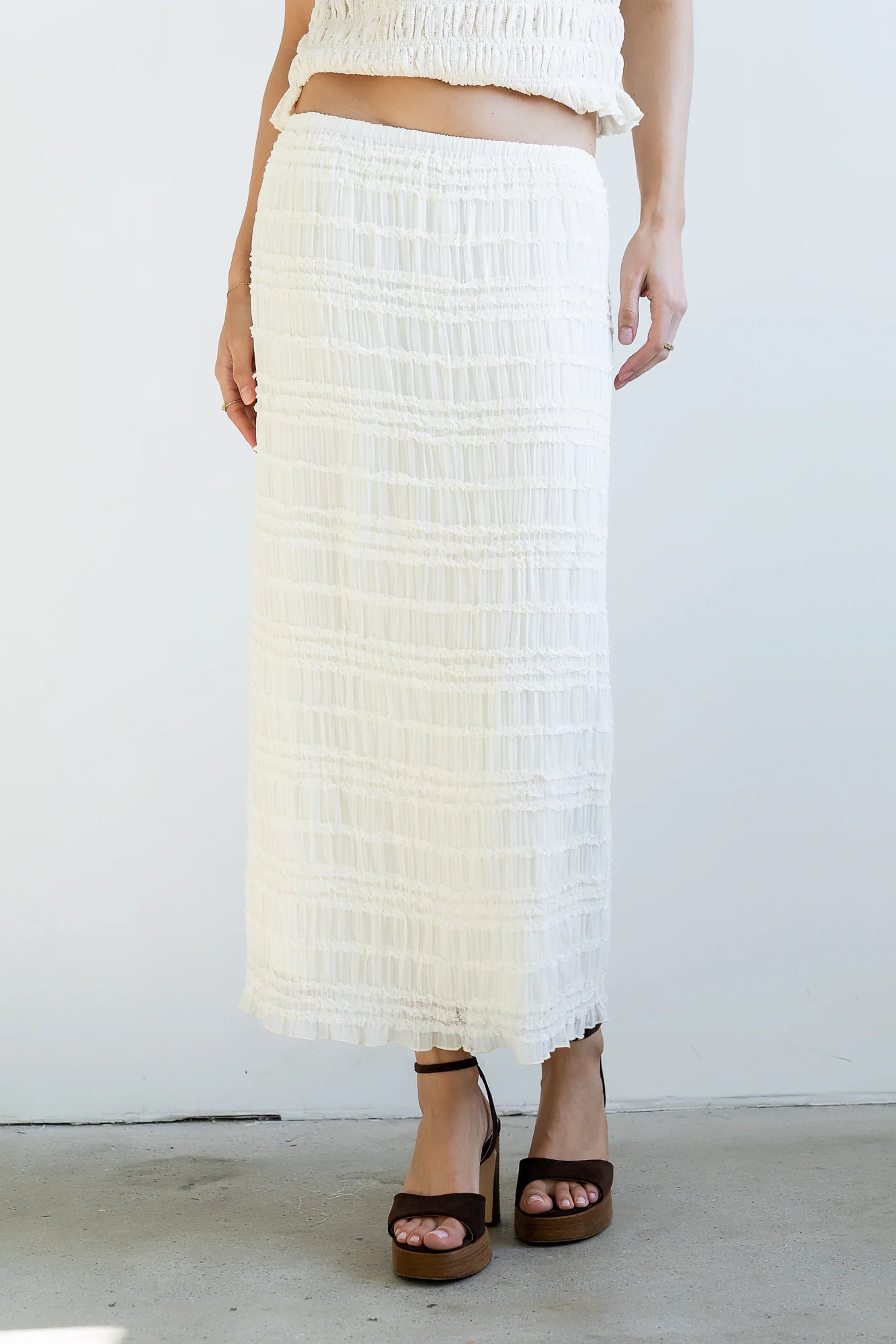 Marcus Chiffon Maxi Skirt in Cream