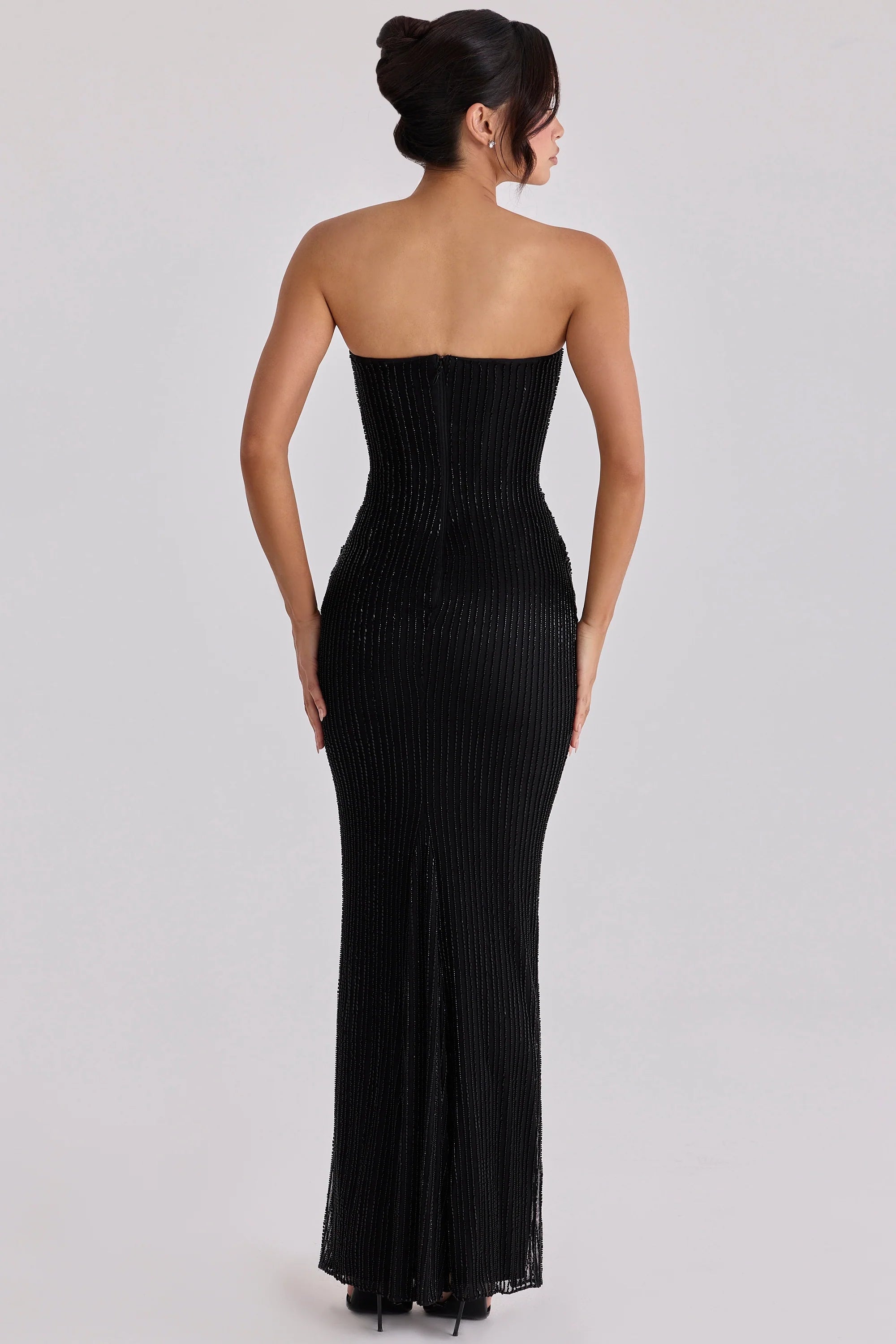 black hand beaded embellished maxi dress limited edition