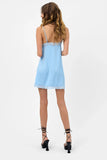 Rosie Satin Mini Dress Baby Blue