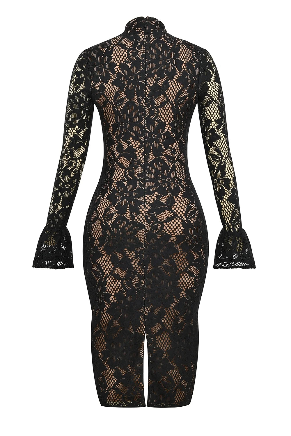 black lace midi dress