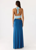 Saresther Halter Neck Maxi Dress Blue