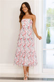 Like Wearing Poetry Strapless Midi Dress Pink