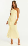 Mandy Midi Dress Knot Detail Cut Out Mesh Dress in Lemon