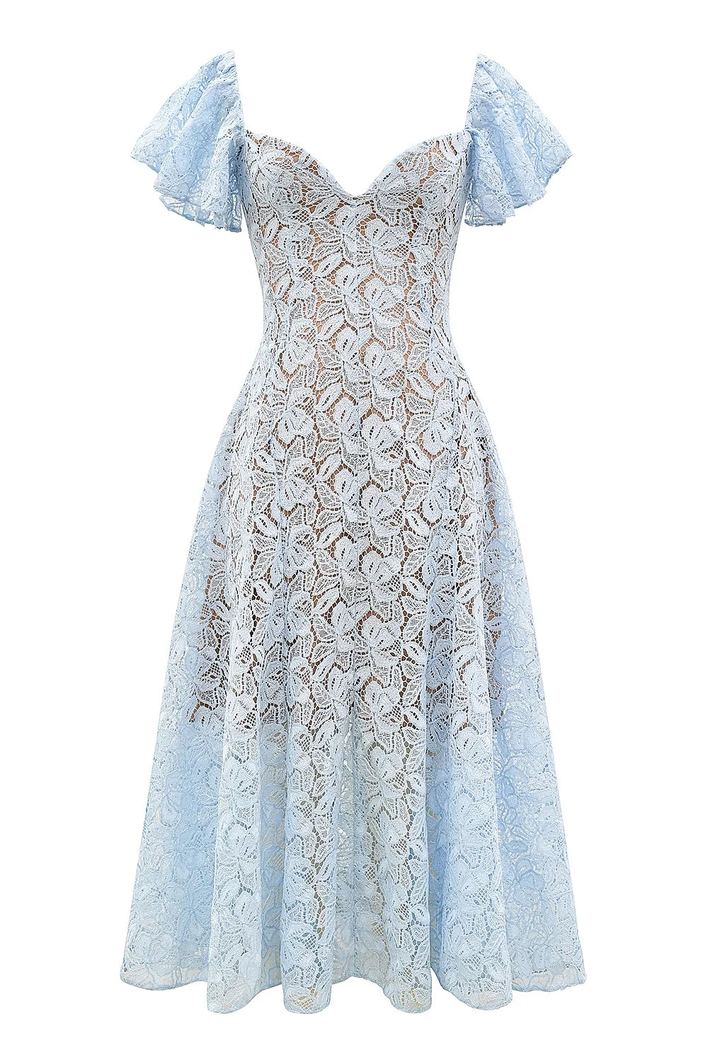 bluebell floral lace midi dress